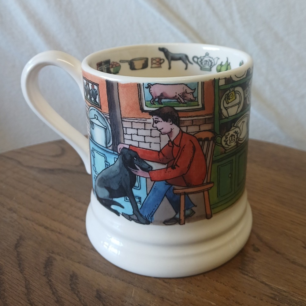 Emma Bridgewater the good life England mug 1/2 pint art a dog's dinner stoke